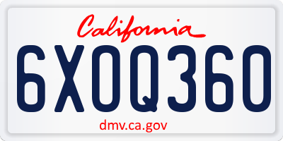 CA license plate 6XOQ360