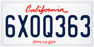 CA license plate 6XOQ363