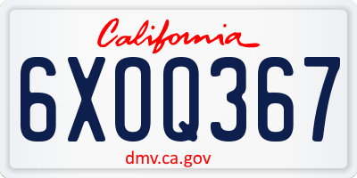 CA license plate 6XOQ367
