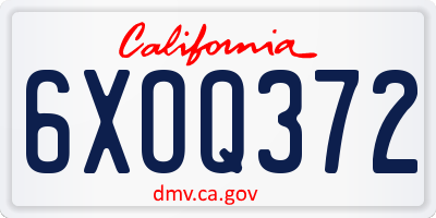 CA license plate 6XOQ372