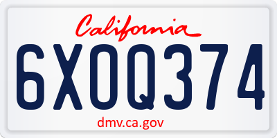 CA license plate 6XOQ374