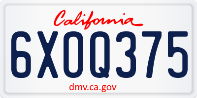 CA license plate 6XOQ375