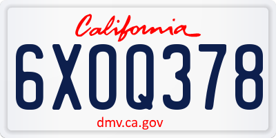 CA license plate 6XOQ378
