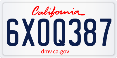 CA license plate 6XOQ387