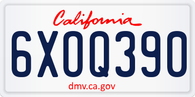 CA license plate 6XOQ390