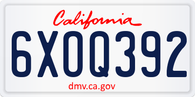 CA license plate 6XOQ392