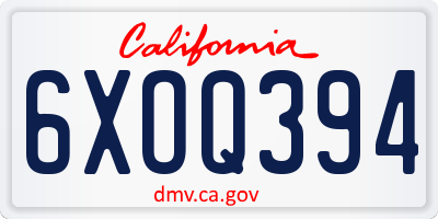 CA license plate 6XOQ394
