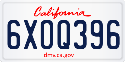 CA license plate 6XOQ396