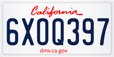 CA license plate 6XOQ397