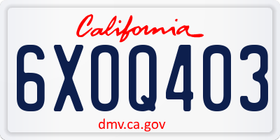 CA license plate 6XOQ403