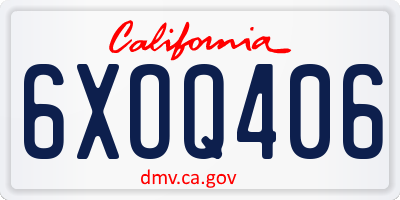 CA license plate 6XOQ406