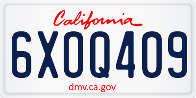 CA license plate 6XOQ409