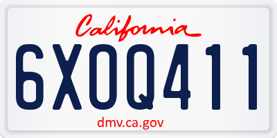 CA license plate 6XOQ411