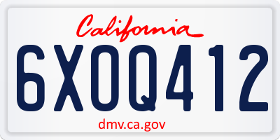CA license plate 6XOQ412