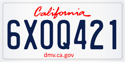 CA license plate 6XOQ421