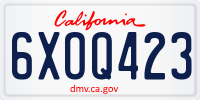 CA license plate 6XOQ423
