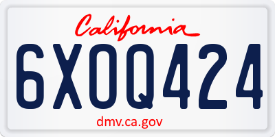 CA license plate 6XOQ424