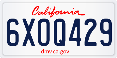 CA license plate 6XOQ429