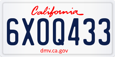 CA license plate 6XOQ433