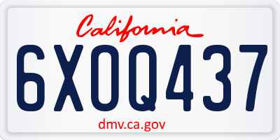 CA license plate 6XOQ437