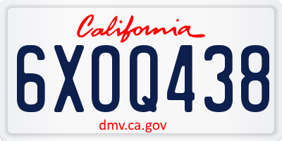CA license plate 6XOQ438
