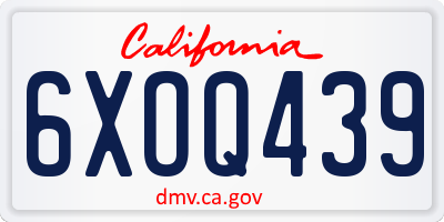 CA license plate 6XOQ439