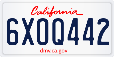 CA license plate 6XOQ442
