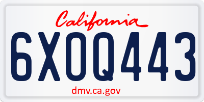 CA license plate 6XOQ443
