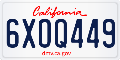 CA license plate 6XOQ449
