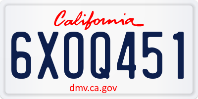 CA license plate 6XOQ451