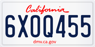 CA license plate 6XOQ455