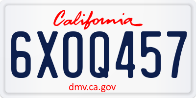 CA license plate 6XOQ457