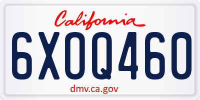 CA license plate 6XOQ460