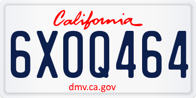 CA license plate 6XOQ464