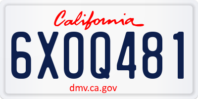 CA license plate 6XOQ481
