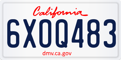 CA license plate 6XOQ483