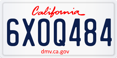 CA license plate 6XOQ484