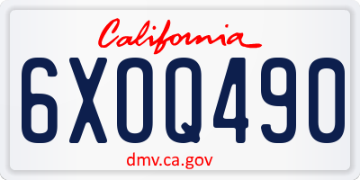 CA license plate 6XOQ490
