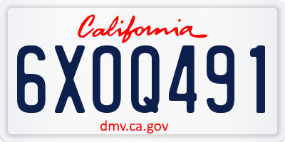 CA license plate 6XOQ491