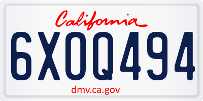 CA license plate 6XOQ494
