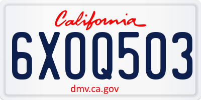 CA license plate 6XOQ503