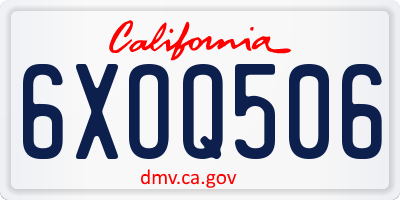 CA license plate 6XOQ506