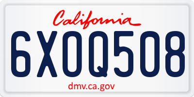 CA license plate 6XOQ508