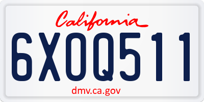 CA license plate 6XOQ511