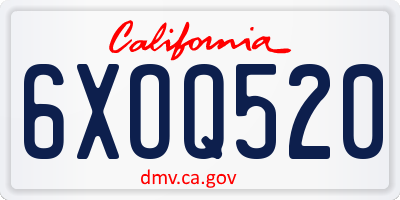 CA license plate 6XOQ520