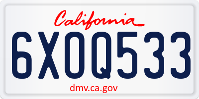 CA license plate 6XOQ533