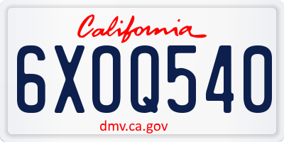 CA license plate 6XOQ540