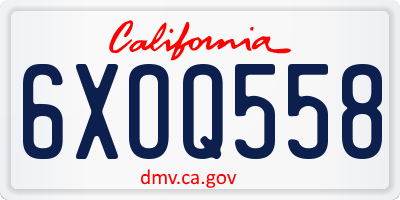 CA license plate 6XOQ558