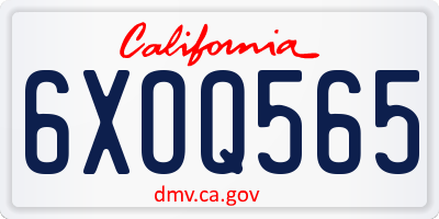 CA license plate 6XOQ565