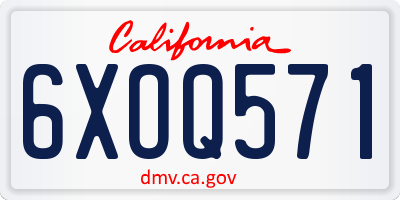 CA license plate 6XOQ571
